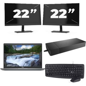 Dell Latitude 5340 - Intel Core i3-13e Generatie - 13 inch - 8GB RAM - 256GB SSD - Windows 11 Home + 2x 22 inch Monitor Zichtbaar gebruikt