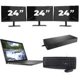 Dell Latitude 7410 - Intel Core i5-10e Generatie - 14 inch - 16GB RAM - 256GB SSD - Windows 11 Home + 3x 24 inch Monitor Nette Staat
