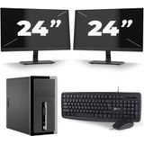 HP ProDesk 400 G3 Micro Tower - Intel Core i5-6e Generatie - 8GB RAM - 256GB SSD - Windows 11 + 2x 24 inch Monitor Nette Staat