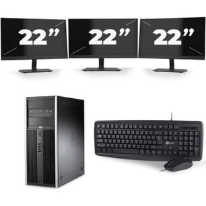 HP Compaq 8100 Elite CMT Tower - Intel Core i3-1e Generatie - 8GB RAM - 128GB SSD - Windows 10 + 3x 22 inch Monitor Nette Staat