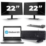 HP EliteBook 820 G4 - Intel Core i5-7e Generatie - 12 inch - 8GB RAM - 256GB SSD - Windows 11 + 2x 22 inch Monitor Zichtbaar gebruikt