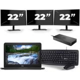 Dell Latitude 3300 - Intel Core i3-7e Generatie - 13 inch - 8GB RAM - 256GB SSD - Windows 11 + 3x 22 inch Monitor Zichtbaar gebruikt