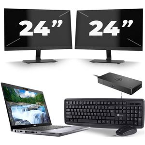 Dell Latitude 5410 - Intel Core i5-10e Generatie - 14 inch - 16GB RAM - 256GB SSD - Windows 11 + 2x 24 inch Monitor Zichtbare schade