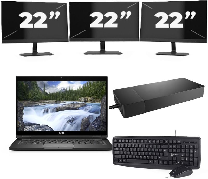 Dell XPS 13 7390 - Intel Core i7-10e Generatie - 13 inch - 16GB RAM - 256GB SSD - Windows 11 Home + 3x 22 inch Monitor Zichtbare schade