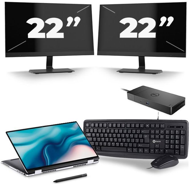 Dell Latitude 9510 - Intel Core i7-10e Generatie - 15 inch - 16GB RAM - 512GB SSD - Windows 11 + 2x 22 inch Monitor Nette Staat