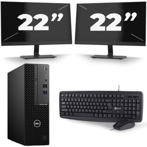 Dell Optiplex 3080 Micro USFF - Intel Core i5-10e Generatie - 16GB RAM - 256GB SSD - Windows 11 + 2x 22 inch Monitor Nette Staat