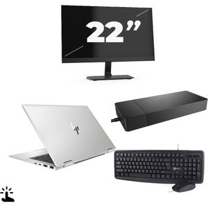 HP EliteBook x360 1040 G7 - Intel Core i7-10e Generatie - 14 inch - Touch - 16GB RAM - 256GB SSD - Windows 11 + 1x 22 inch Monitor Zichtbaar gebruikt