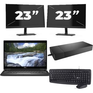 Dell XPS 13 7390 - Intel Core i7-10e Generatie - 13 inch - 16GB RAM - 256GB SSD - Windows 11 Home + 2x 23 inch Monitor Nette Staat