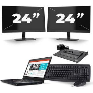 Lenovo ThinkPad X270 - Intel Core i5-6e Generatie - 12 inch - 8GB RAM - 256GB SSD - Windows 11 + 2x 24 inch Monitor Zichtbaar gebruikt