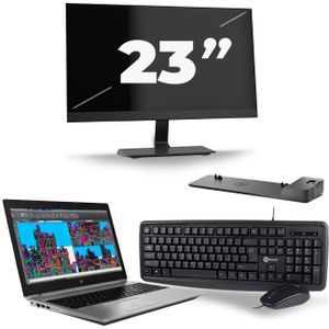 HP ZBook 15 G5 - Intel Core i7-8e Generatie - 15 inch - 16GB RAM - 512GB SSD - Windows 11 + 1x 23 inch Monitor Zichtbaar gebruikt