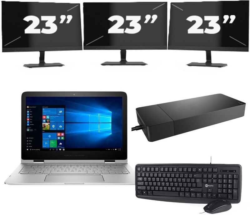 Lenovo Thinkpad E14 G2 - Intel Core i3-11e Generatie - 14 inch - 16GB RAM - 256GB SSD - Windows 11 Home + 3x 23 inch Monitor Nette Staat