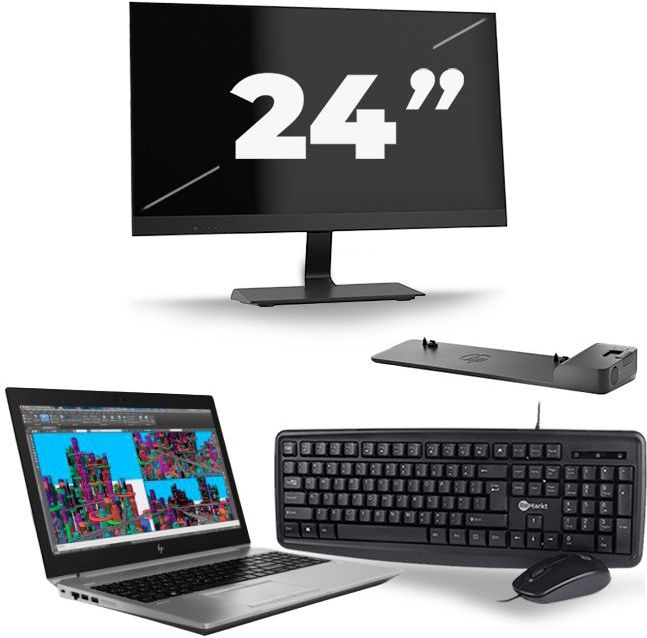HP ZBook 15 G5 - Intel Core i7-8e Generatie - 15 inch - 16GB RAM - 512GB SSD - Windows 11 + 1x 24 inch Monitor Zichtbaar gebruikt