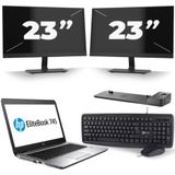 HP EliteBook 745 G3 - AMD PRO A10-8700B - 14 inch - 8GB RAM - 256GB SSD - Windows 11 + 2x 23 inch Monitor Zichtbaar gebruikt