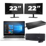 HP EliteBook x360 830 G6 - Intel Core i5-8e Generatie - 13 inch - 16GB RAM - 256GB SSD - Windows 11 Home + 2x 22 inch Monitor Zichtbaar gebruikt