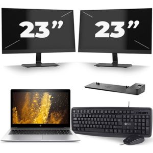 HP EliteBook 850 G5 - Intel Core i7-8e Generatie - 15 inch - 16GB RAM - 256GB SSD - Windows 11 + 2x 23 inch Monitor Zichtbaar gebruikt