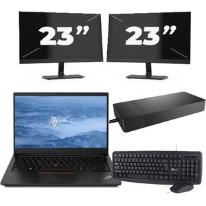 Lenovo ThinkPad E14 - Intel Core i3-10e Generatie - 14 inch - 16GB RAM - 256GB SSD - Windows 11 + 2x 23 inch Monitor Nette Staat