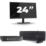 HP EliteDesk 800 G2 USFF - Intel Core i7-6e Generatie - 16GB RAM - 256GB SSD - Windows 11 + 1x 24 inch Monitor Nette Staat