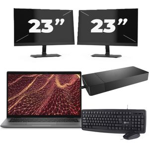 Dell Latitude 7430 - Intel Core i7-12e Generatie - 14 inch - 16GB RAM - 256GB SSD - Windows 11 Home + 2x 23 inch Monitor Zichtbaar gebruikt