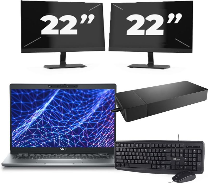 Dell Latitude 5330 - Intel Core i3-12e Generatie - 13 inch - 8GB RAM - 256GB SSD - Windows 11 Home + 2x 22 inch Monitor Zichtbaar gebruikt