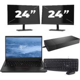 Lenovo ThinkPad E14 - Intel Core i3-10e Generatie - 14 inch - 16GB RAM - 256GB SSD - Windows 11 + 2x 24 inch Monitor Zichtbaar gebruikt