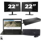 HP ZBook 15u G3 - Intel Core i7-6e Generatie - 15 inch - Touch - 16GB RAM - 256GB SSD - Windows 11 Home + 2x 22 inch Monitor Zichtbare schade