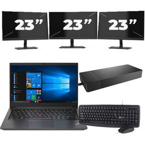 Lenovo ThinkPad E14 Gen 2 - Intel Core i3-11e Generatie - 14 inch - 16GB RAM - 256GB SSD - Windows 11 Home + 3x 23 inch Monitor Zichtbaar gebruikt