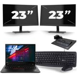 Lenovo ThinkPad T490 - Intel Core i5-8e Generatie - 14 inch - 16GB RAM - 256GB SSD - Windows 11 Home + 2x 23 inch Monitor Zichtbaar gebruikt