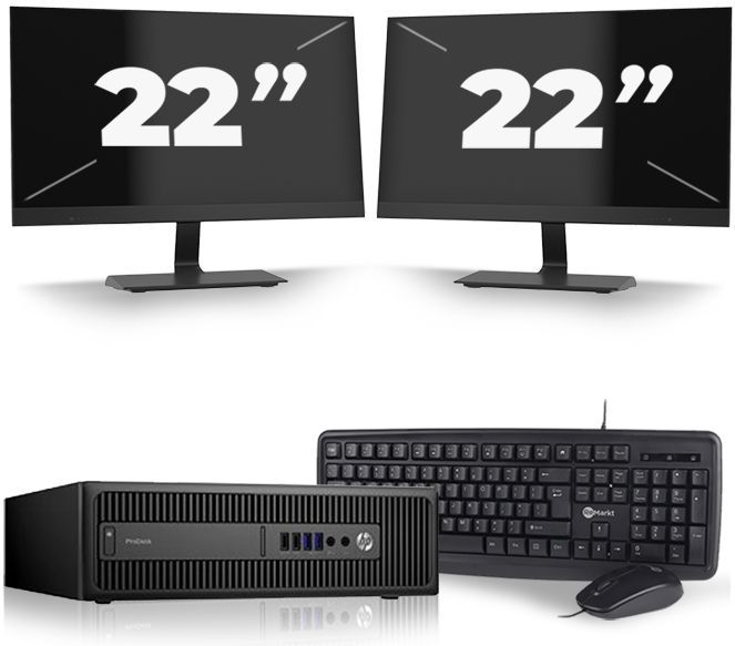 HP ProDesk 600 G2 SFF - Intel Core i3-6e Generatie - 8GB RAM - 128GB SSD - Windows 11 + 2x 22 inch Monitor Nette Staat
