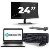 HP EliteBook 820 G4 - Intel Core i5-7e Generatie - 12 inch - 8GB RAM - 256GB SSD - Windows 11 + 1x 24 inch Monitor Zichtbaar gebruikt