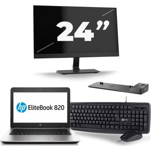 HP EliteBook 820 G4 - Intel Core i5-7e Generatie - 12 inch - 8GB RAM - 256GB SSD - Windows 11 + 1x 24 inch Monitor Zichtbaar gebruikt