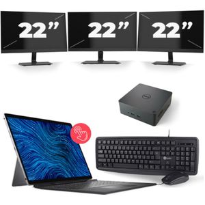 Dell Latitude 7320 - Intel Core i7-11e Generatie - 13 inch - 32GB RAM - 256GB SSD - Windows 11 Home + 3x 22 inch Monitor Nette Staat