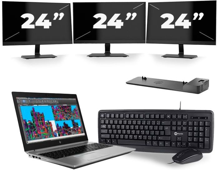 HP ZBook 15 G5 - Intel Core i5-8e Generatie - 15 inch - 16GB RAM - 512GB SSD - Windows 11 + 3x 24 inch Monitor Zichtbaar gebruikt