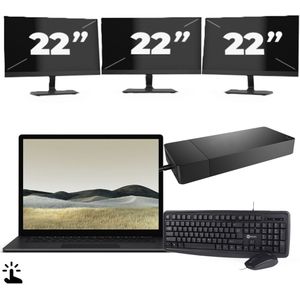 Microsoft Surface Laptop 3 - Intel Core i5-10e Generatie - 13 inch - Touch - 8GB RAM - 256GB SSD - Windows 11 Home + 3x 22 inch Monitor Zichtbaar gebruikt