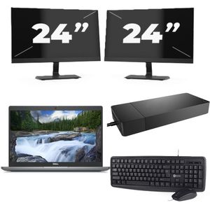 Dell Latitude 5340 - Intel Core i3-13e Generatie - 13 inch - 8GB RAM - 256GB SSD - Windows 11 Home + 2x 24 inch Monitor Zichtbaar gebruikt