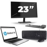 HP EliteBook 745 G3 - AMD PRO A10-8700B - 14 inch - 8GB RAM - 256GB SSD - Windows 11 + 1x 23 inch Monitor Zichtbaar gebruikt