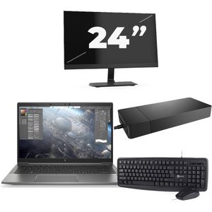 HP ZBook Firefly 14 G8 - Intel Core i7-11e Generatie - 14 inch - 16GB RAM - 256GB SSD - Windows 11 Home + 1x 24 inch Monitor Zichtbare schade