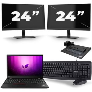 Lenovo ThinkPad T590 - Intel Core i5-8e Generatie - 15 inch - 16GB RAM - 256GB SSD - Windows 11 + 2x 24 inch Monitor Zichtbaar gebruikt