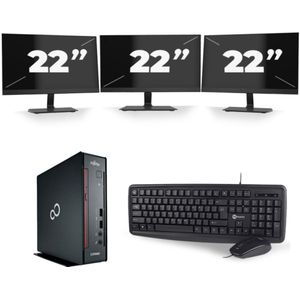 Fujitsu Esprimo Q556 USFF - Intel Core i5-6e Generatie - 8GB RAM - 256GB SSD - Windows 11 + 3x 22 inch Monitor Zichtbaar gebruikt