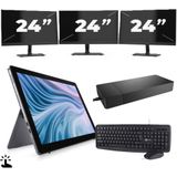 Dell Latitude 7210 - Intel Core i7-10e Generatie - 12 inch - Touch - 16GB RAM - 256GB SSD - Windows 11 Home + 3x 24 inch Monitor Zichtbaar gebruikt