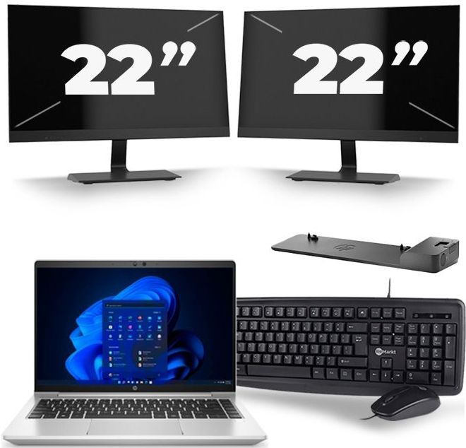 HP ProBook 640 G8 - Intel Core i5-11e Generatie - 14 inch - 16GB RAM - 512GB SSD - Windows 11 + 2x 22 inch Monitor Zichtbare schade