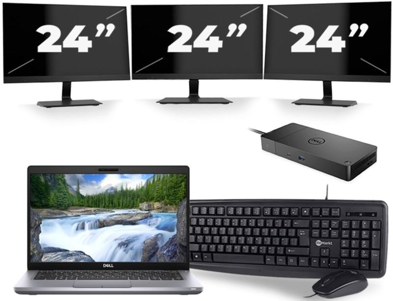 Dell Latitude 5411 - Intel Core i5-10e Generatie - 14 inch - 16GB RAM - 256GB SSD - Windows 11 + 3x 24 inch Monitor Zichtbare schade