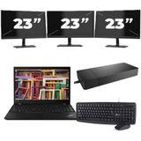 Lenovo ThinkPad T15 - Intel Core i7-10e Generatie - 15 inch - 16GB RAM - 256GB SSD - Windows 11 Home + 3x 23 inch Monitor Nette Staat