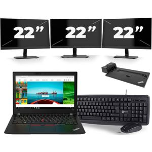 Lenovo Thinkpad A285 - AMD Ryzen 5 2500U - 12 inch - 8GB RAM - 256GB SSD - Windows 10 + 3x 22 inch Monitor Zichtbaar gebruikt