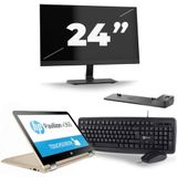 HP Pavilion x360 Convertible 13 - Intel Core i3-6e Generatie - 14 inch - 8GB RAM - 256GB SSD - Windows 11 Home + 1x 24 inch Monitor Zichtbaar gebruikt