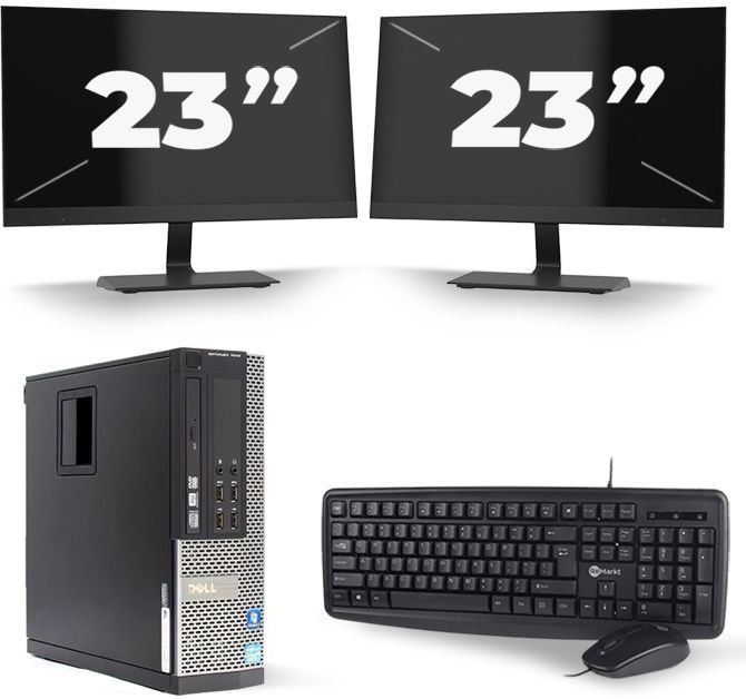 Dell Optiplex 7010 SFF - Intel Core i5-3e Generatie - 8GB RAM - 256GB SSD - Windows 10 + 2x 23 inch Monitor Nette Staat