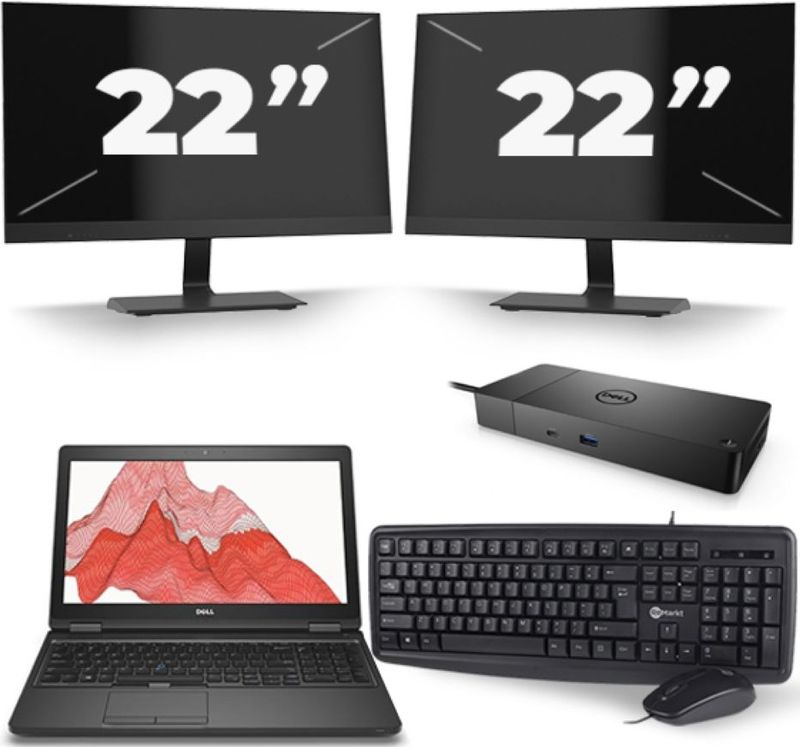 Dell Precision 3530 - Intel Core i7-8e Generatie - 15 inch - 16GB RAM - 256GB SSD - Windows 11 + 2x 22 inch Monitor Zichtbaar gebruikt