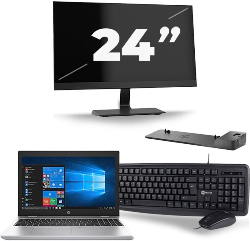 HP ProBook 650 G5 - Intel Core i5-8e Generatie - 15 inch - 16GB RAM - 256GB SSD - Windows 11 + 1x 24 inch Monitor Zichtbaar gebruikt