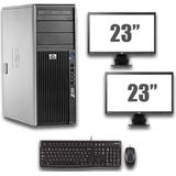 HP Z400 Workstation - Xeon W3520 - Nvidia Quadro - 8GB - 500GB HDD + Dual 2x 23 inch Widescreen LCD - Win 10