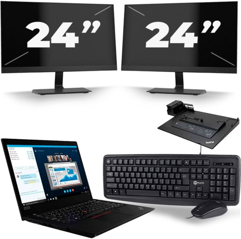 Lenovo ThinkPad L490 - Intel Core i5-8e Generatie - 14 inch - 16GB RAM - 256GB SSD - Windows 11 + 2x 24 inch Monitor Zichtbaar gebruikt