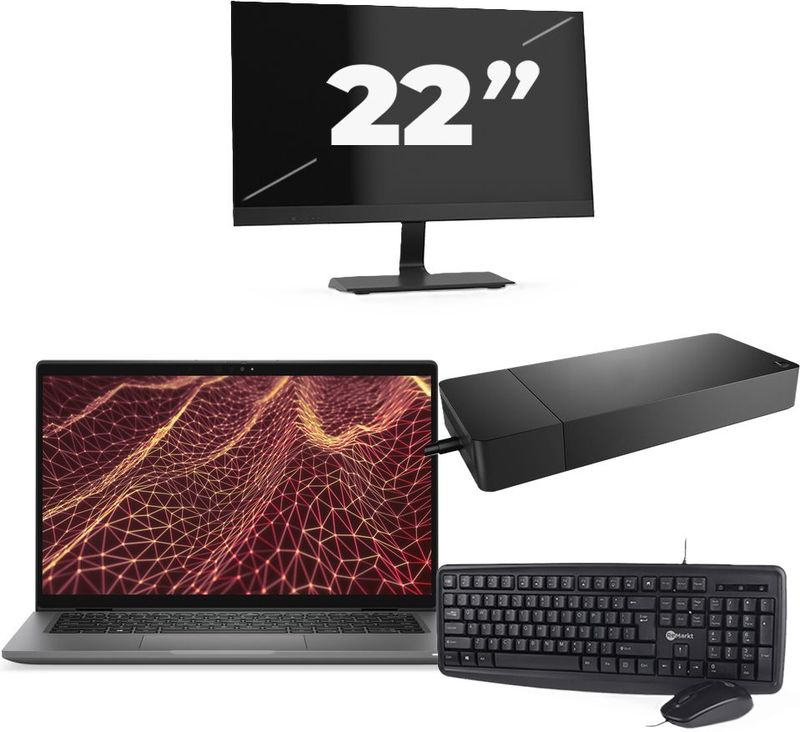 Dell Latitude 7430 - Intel Core i5-12e Generatie - 14 inch - 16GB RAM - 256GB SSD - Windows 11 Home + 1x 22 inch Monitor Nette Staat